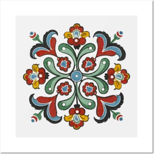 Floral Rosemaling Ornament Posters and Art